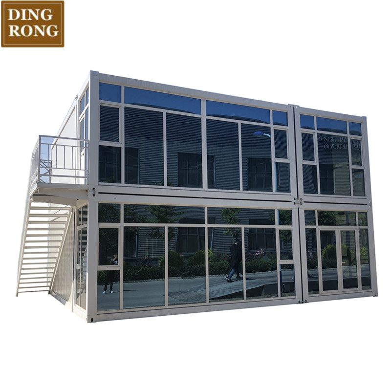 Double storey prefab manufactured modern modular container house with balcony for sale