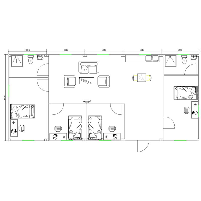 prefabricated 4 bedroom container house home