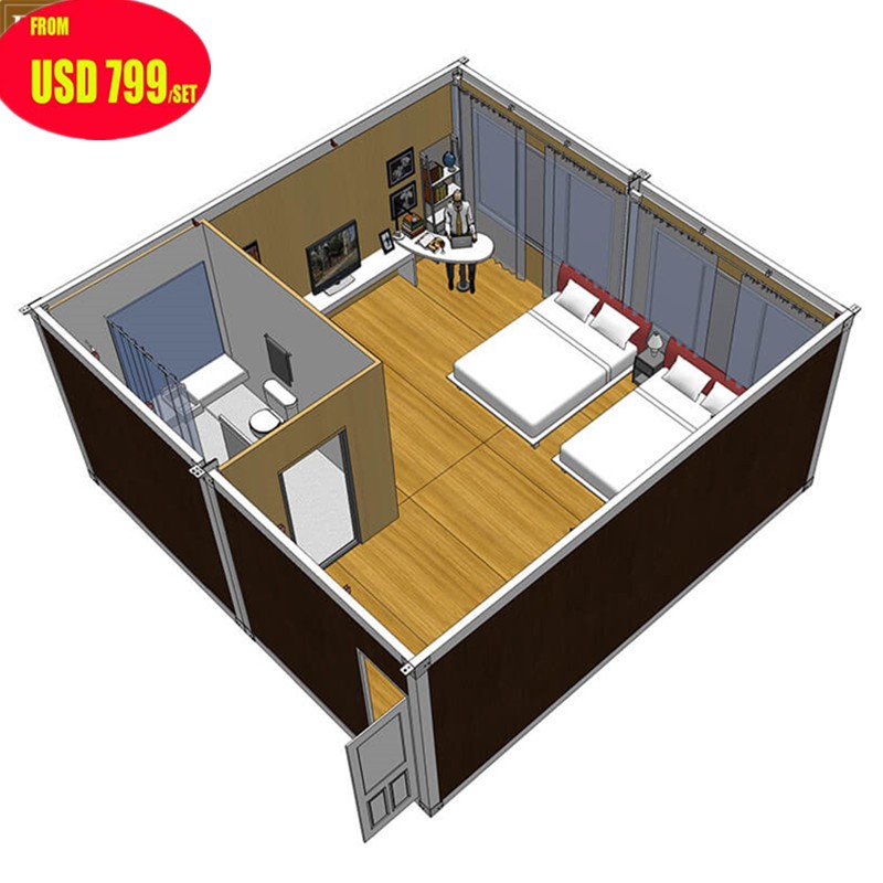 2*20ft together custom modular integrated prefab container house