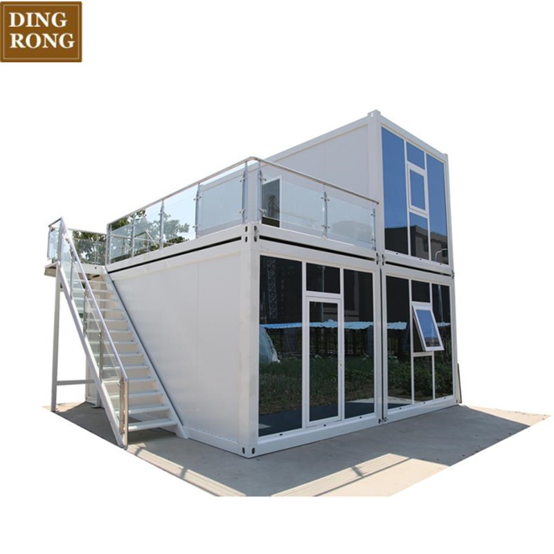 prefab manufactured custom shipping container house with big glass for sale