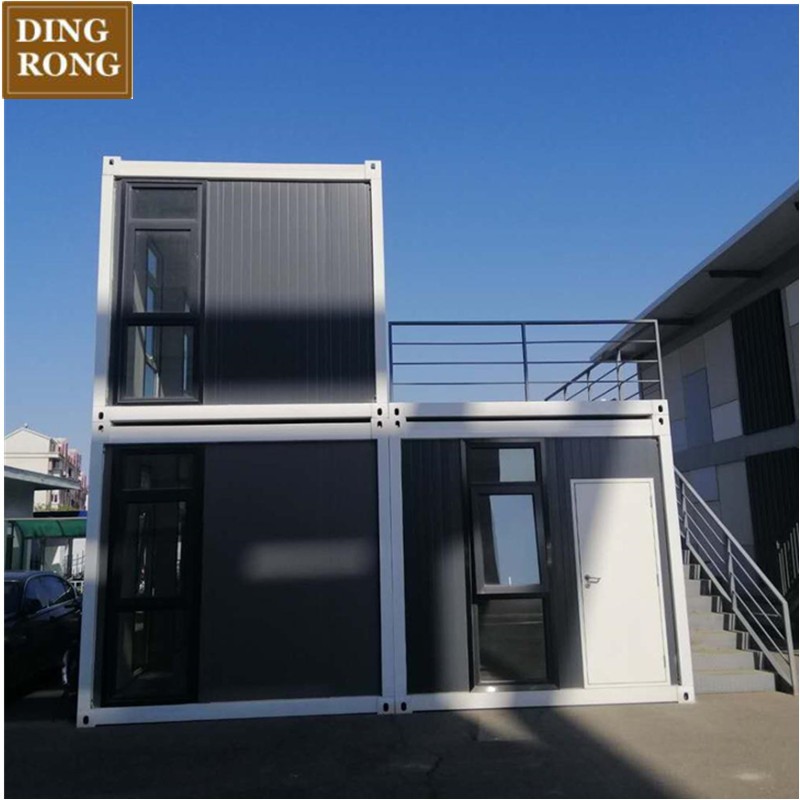 Double storey pre fabricated modular container house with terrace for sale
