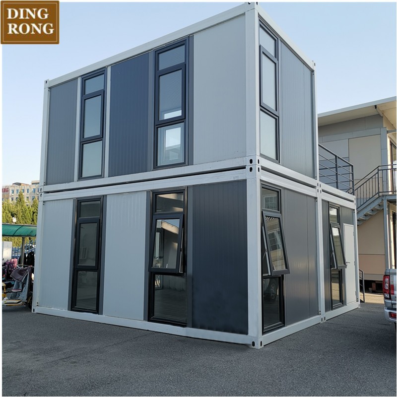 Double storey pre fabricated modular container house with terrace for sale