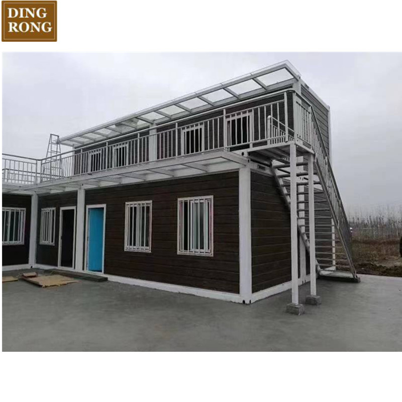 Double storey manufactured prebuilt portable modular container house with terrace