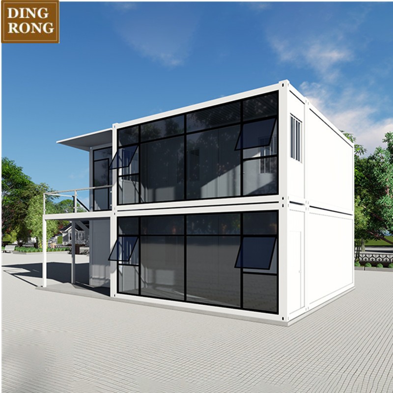 Two storeys modular manufactured prebuilt portable with large glass container house for sale