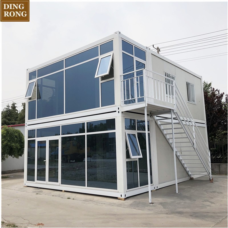 Large glass double-layer manufactured portable modular shipping container house for sale