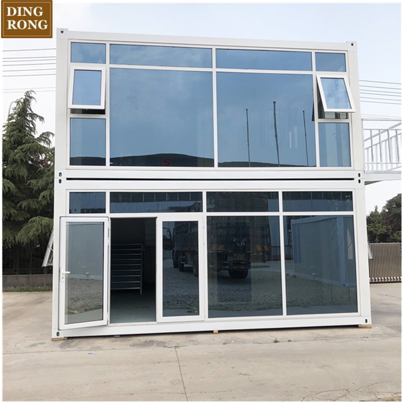 Two-floor modular manufactured prefab container house with balcony for sale