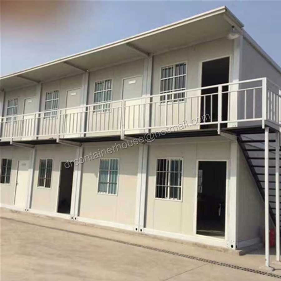 Double storey portable prefab modular mobile casas contener container house with canopy for sale
