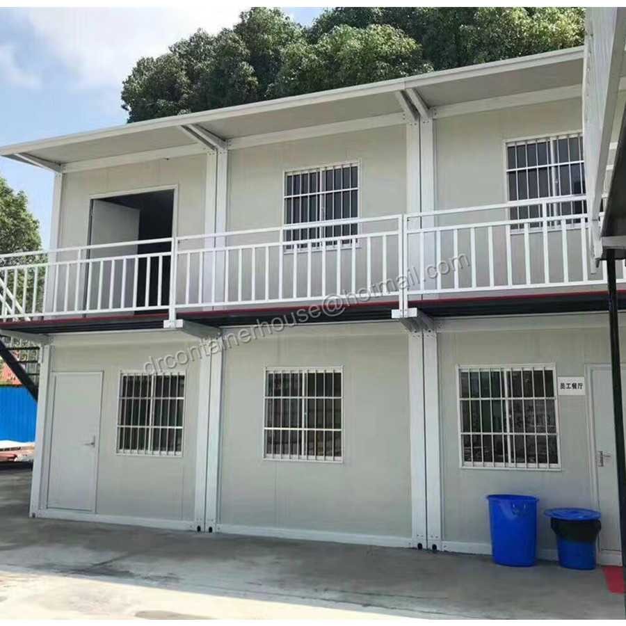 Double storey portable prefab modular mobile casas contener container house with canopy for sale