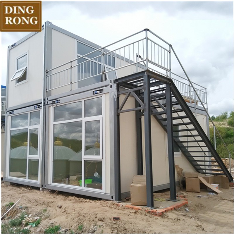 shipping container home 2 storey prefab modular container house homes with big glass for sale